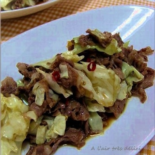 レンジでささっと”牛肉とキャベツのピリ辛和え”